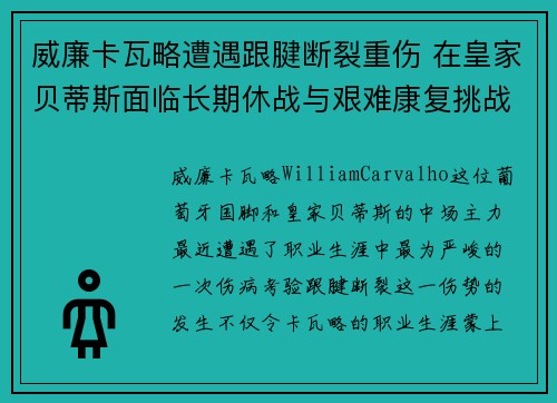 威廉卡瓦略遭遇跟腱断裂重伤 在皇家贝蒂斯面临长期休战与艰难康复挑战